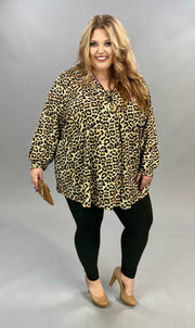 PLS-X {Daytime Prowl} ***FLASH SALE***Tan Black Leopard V-Neck Tunic BUTTER SOFT EXTENDED PLUS SIZE 4X 5X 6X