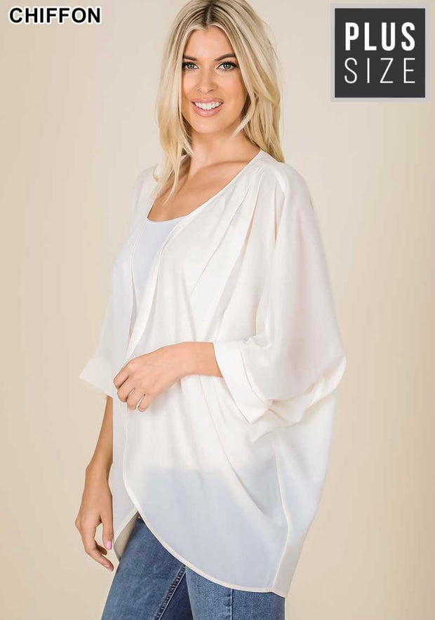 71 OT-A {Creamy Dreamy} SALE!! Cream Chiffon Shrug Kimono Plus Size 1X 2X 3X