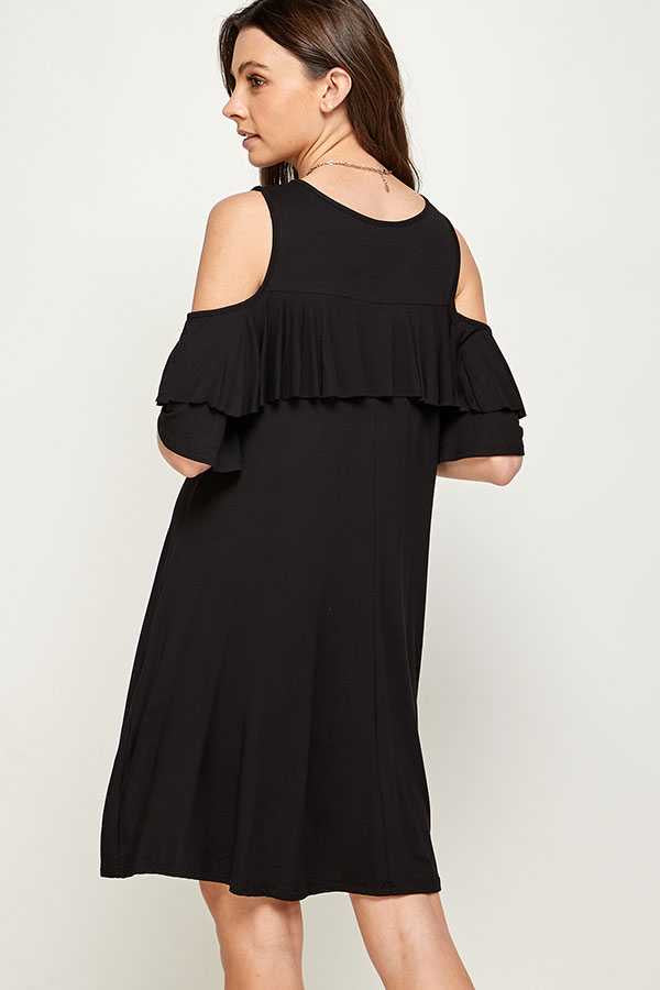 33 OS-D {Found Your Way}  SALE! Black Cold Shoulder Dress PLUS SIZE XL 2X 3X