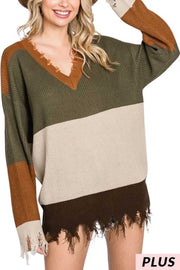 58 OR 59 CP-B {Emotional Overload} Olive Combo Sweater PLUS SIZE 1X 2X 3X