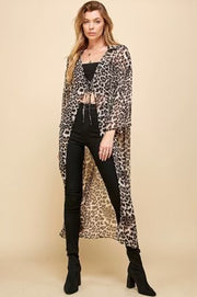 LD-C {Chic Edge} Leopard Print Long Kimono PLUS SIZE XL 2X 3X