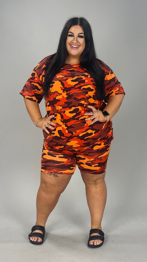 19 SET-A {Final Call} Orange Camo Print Short Set PLUS SIZE 1X 2X 3X***SALE***