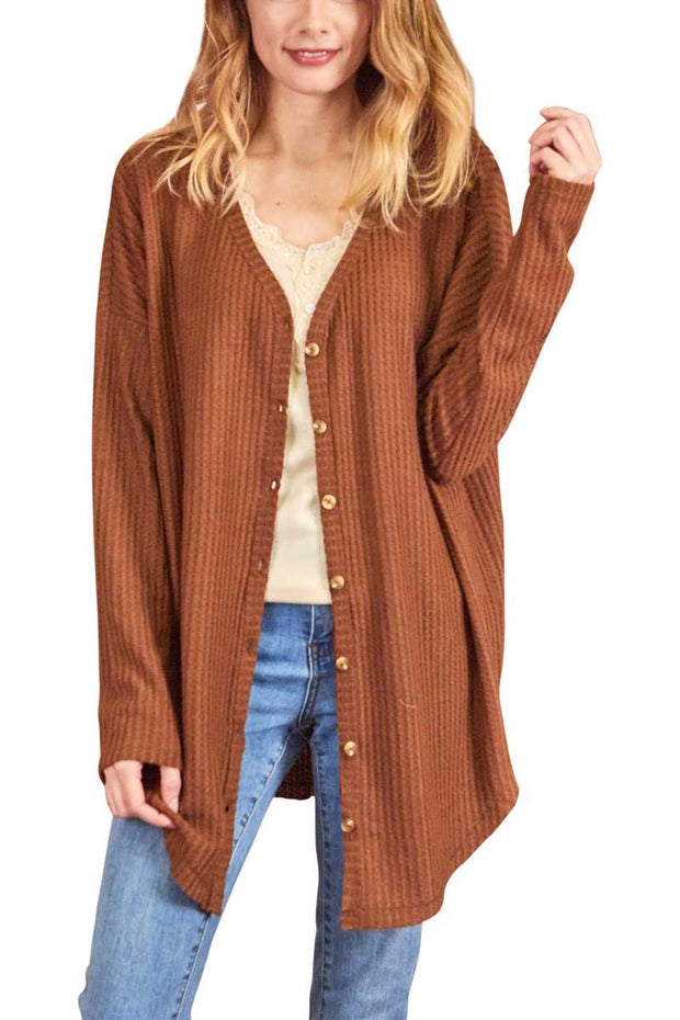 50 OT-B {Endearing Moments} Brown Raw Hem Cardigan PLUS SIZE 1X 2X 3X