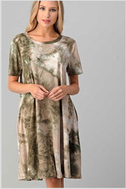 PSS-V {Down By The River} SALE! Olive & Tan Tie Dye Dress BUTTER SOFT PLUS SIZE XL 2X 3X