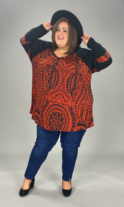 54 CP-Z {In The Light} Rust/Black Print Tunic EXTENDED PLUS SIZE 4X 5X 6X