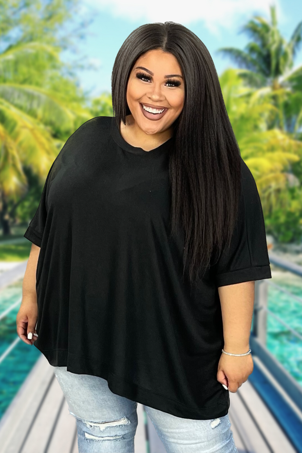 18 SSS-Z {Free Forever} Black Oversized Top PLUS SIZE 1X/2X  2X/3X