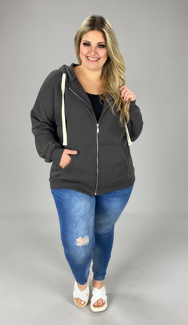 24 OR 20 OT-I {Warm & Fuzzy} ASH GREY Zip Jacket  PLUS SIZE 1X 2X 3X***SALE***