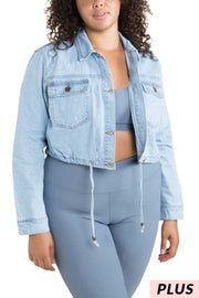 31 OR 38-OT-F{My Hero]  Light Blue Denim Jacket Plus 1X 2X 3X