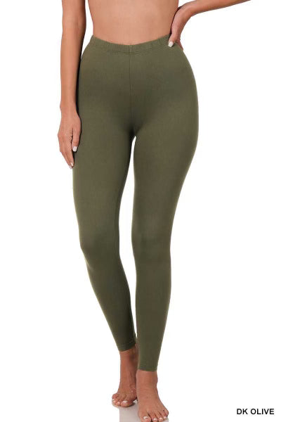 LEG-24 {Leg Up} Dk Olive Microfiber Full Length Leggings PLUS SIZE 1X 2X 3X