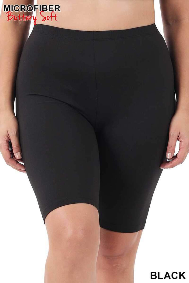 LEG-38 {A Stretch Above} BLACK Biker Shorts PLUS SIZE 1X 2X 3X