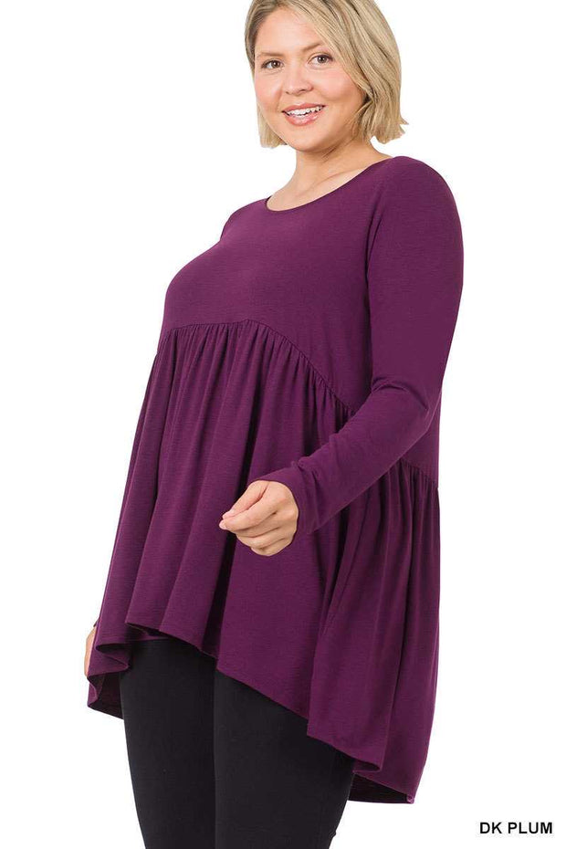 96 SLS-E {Keep It Going} Dk. Plum Babydoll Hi/Low Top PLUS SIZE 1X 2X 3X