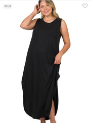 LD-Y {Adoration} BLACK Sleeveless Maxi Dress PLUS SIZE 1X 2X 3X