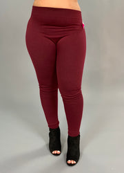 LEG-Q "ROSIO" Burgundy Soft French-Terry Leggings SALE!!! PLUS SIZE