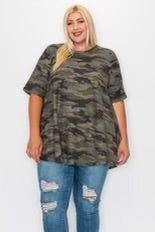 99 PSS-A {Time For The Woods} Olive Camo Top EXTENDED PLUS SIZE 3X 4X 5X