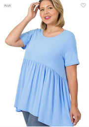 31 SSS-G {Feeling The Love} Spring Blue Babydoll Tunic PLUS SIZE 1X 2X 3X