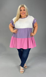 93 CP-D {Loyal To You} Purple/Fuchsia Tiered Tunic PLUS SIZE 1X 2X 3X