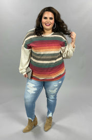 22 CP-F {No One Knows}  ***SALE***Multicolor Striped Tunic PLUS SIZE XL 2X 3X