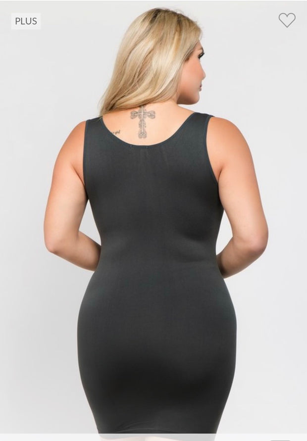 TANK {Better Shape Up} X-Long CHARCOAL Spandex Shaper Tank