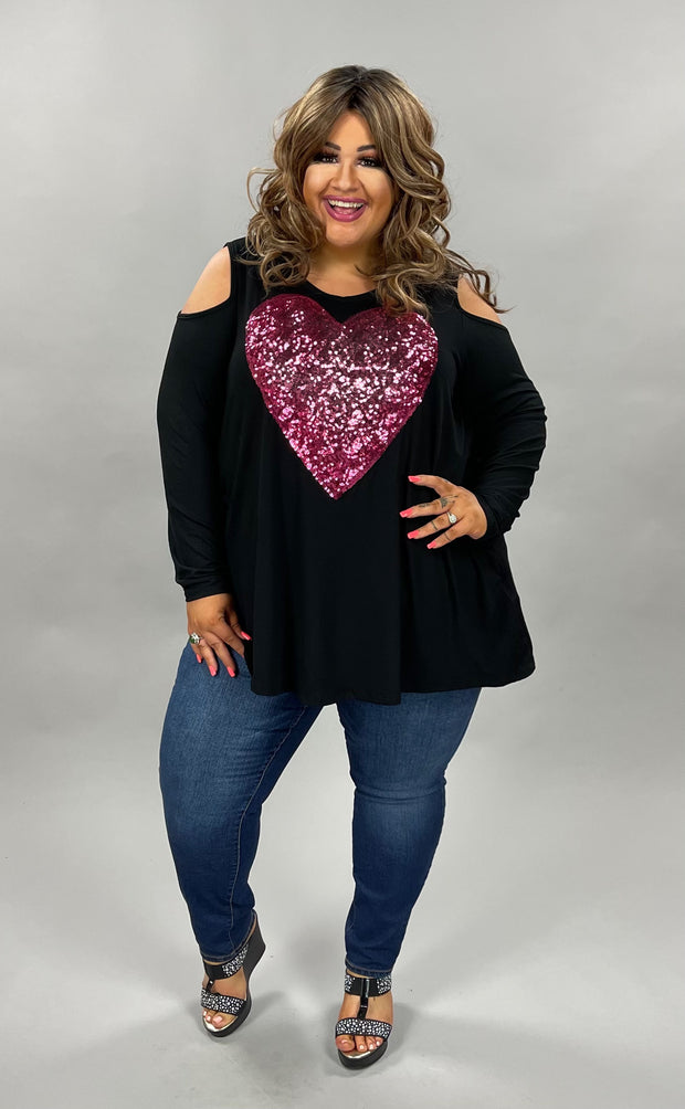 95 GT-B {Be Still My Heart} SALE!! Black  Open Shoulder Heart Top CURVY BRAND!!