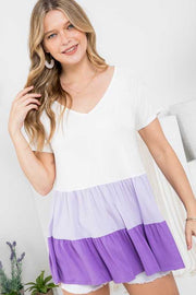 63 CP-L {Call Me Babe} Lavender SALE!! Tiered V-Neck Top PLUS SIZE 1X 2X 3X