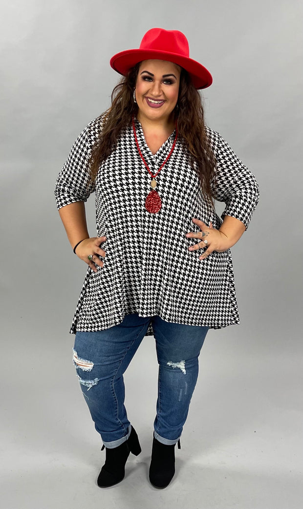 12 PLS-D {Mad About You} Black/White Houndstooth Tunic PLUS SIZE 1X 2X 3X SALE!!!!