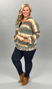 60 OR 26 OT-E {Under Your Skin}  Olive Leopard Contrast Jacket PLUS SIZE XL 2X 3X