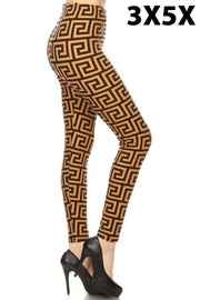 LEG-30 {Clear To Move On} Mocha Meander Print Leggings EXTENDED PLUS SIZE 3X/5X