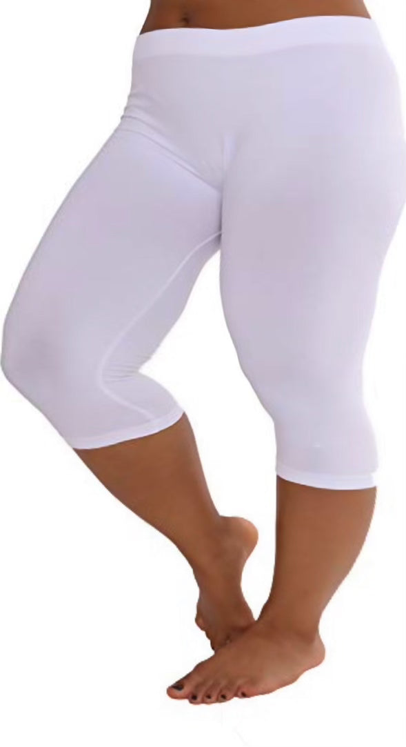 LEG-69 {First Place} White "Buttersoft" Capri PLUS SIZE