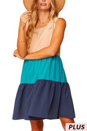 77 SV-F {Pretty and Poised} SALE! Tan/Teal,Navy Babydoll Tunic PLUS SIZE 1X 2X 3X