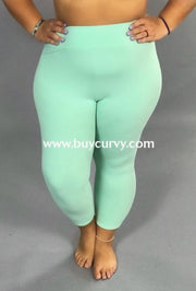 BIN 99 {Spring Time} Mint High Waistband Yoga Capri Leggings (Butter-Soft) EXTENDED PLUS SIZE 3X/5X