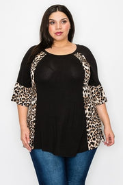 90 CP-K {Highway To Leopard} Black/Leopard Print Top CURVY BRAND!!!  EXTENDED PLUS SIZE 1X 2X 3X 4X 5X 6X