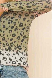 21 PLS-A {On Fire} Mauve Olive Ombre Leopard Button Top PLUS SIZE XL 2X 3X