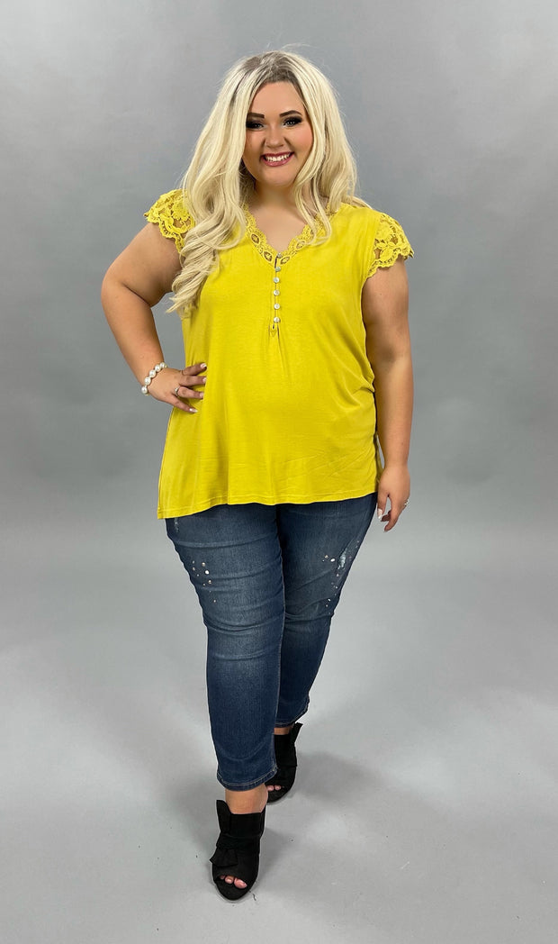 SSS-H {Simple Pleasures} ***FLASH SALE!! Mustard Top Crochet Lace Detail  SALE!!