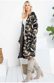 36 OT-G {Camo Meets City} Camo Long Sweater W/Hood PLUS SIZE 1X 2X 3X