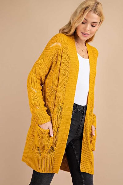 59 OT-D [ Must Be Love] Mustard Long Sleeve Cardigan PLUS SIZE 1X 2X 3X