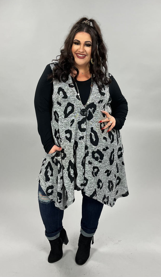 21 OR 32 OT-B {Vested In You} Grey Animal Print Vest CURVY BRAND!!