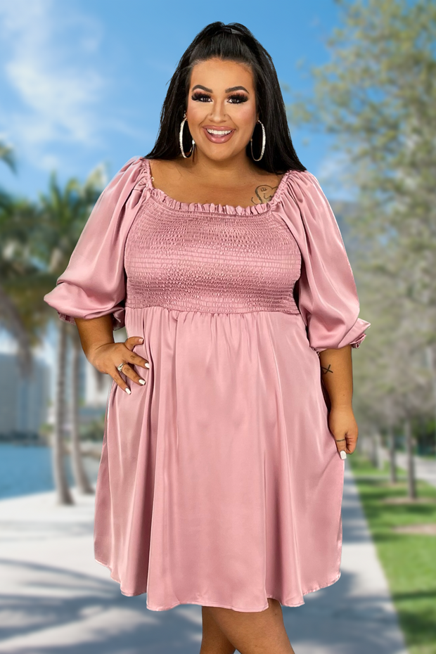 37 SQ-A {Party Dreams} Rose Smocked Dress PLUS SIZE 1X 2X 3X