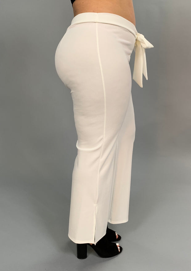 BT-Q "Embrace Elegance" Ivory Pants With Bow Front Detail PLUS SIZE ***FLASH SALE***