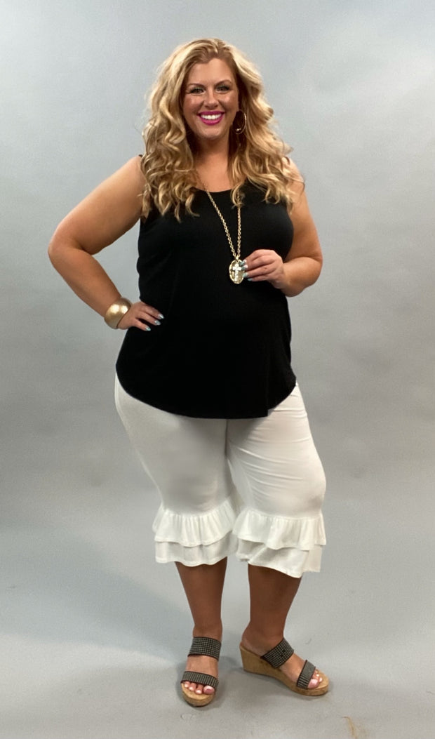 LEG-M {Feels So Right}  IVORY Ruffle Capri Pants CURVY BRAND!!! EXTENDED PLUS SIZE 3X 4X 5X 6X