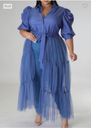 LD-I {Truly The Best} Denim Blue Tulle Bottom Top PLUS SIZE 1X 2X 3X