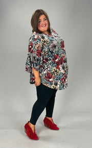 68 PQ-A {Foundation Of Love} Grey Mulit-Color Print Tunic EXTENDED PLUS SIZE 3X 4X 5X