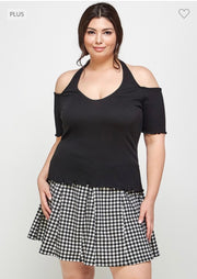 31 OS-Z {Happening Now} Black Smocked Halter Top PLUS SIZE XL 2X 3X