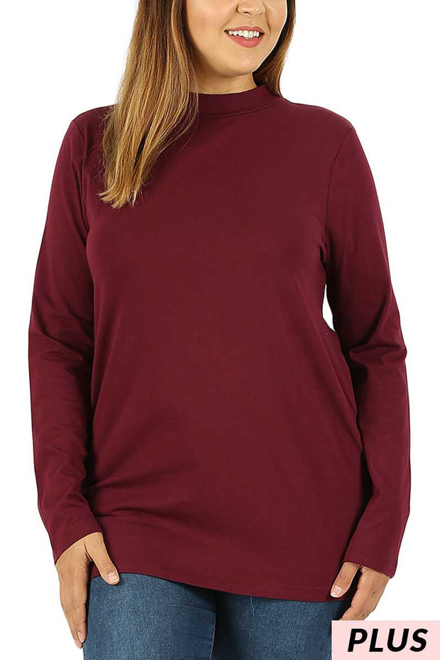 12 OR 56 SLS-B {Admiring Style} Burgundy High Neck Top PLUS SIZE 1X 2X 3X