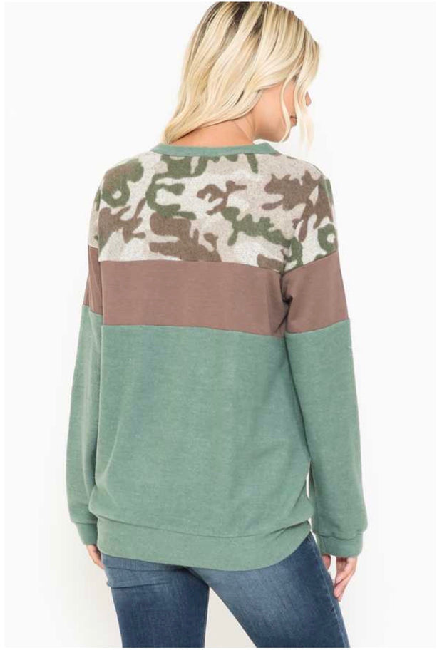 29 CP-F {Camo Duty} Green Brown Camo Top PLUS SIZE XL 2X 3X