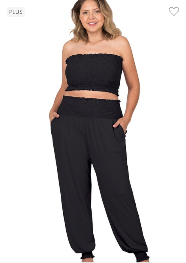 32 SET-C {Following The Dream} BLACK Bandeau Top Set PLUS SIZE 1X 2X 3X