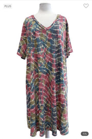 33 PSS-Z {Southern Charm} Multi-Color Print V-Neck Dress EXTENDED PLUS SIZE 3X 4X 5X *** FLASH SALE***