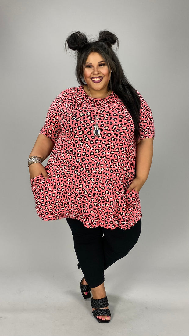 97 PSS-G {Already Yours} Lt. Red Leopard Print Top EXTENDED PLUS SIZE 3X 4X 5X
