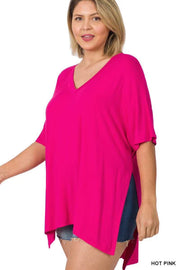 27 SSS-D {Feeling Carefree} FUCHSIA Solid Top PLUS 1X, 2X, 3X