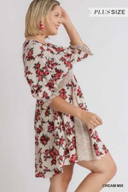 33 PQ-C {The Style Lives On} Umgee Cream Floral Dress PLUS SIZE XL 1X 2X