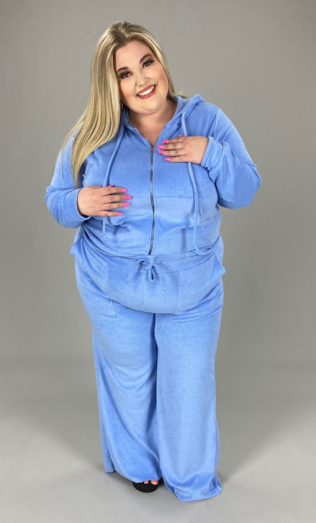 93 SET-E {Travel In Style} Spring Blue Jogging Set PLUS SIZE 1X 2X 3X